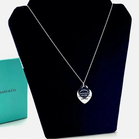 Tiffany & Co Black & White Bone Double Heart Necklace - Picture 1 of 9